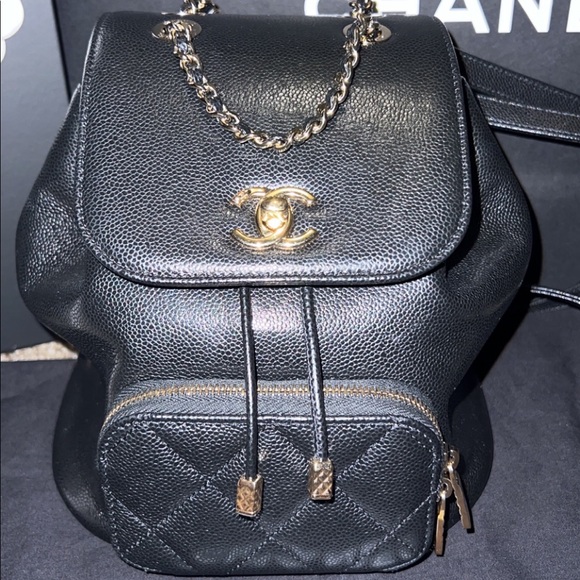 2022 Chanel Small Graine Quilted Business Affinity Backpack Black Light Gold CC - Picture 6 of 17